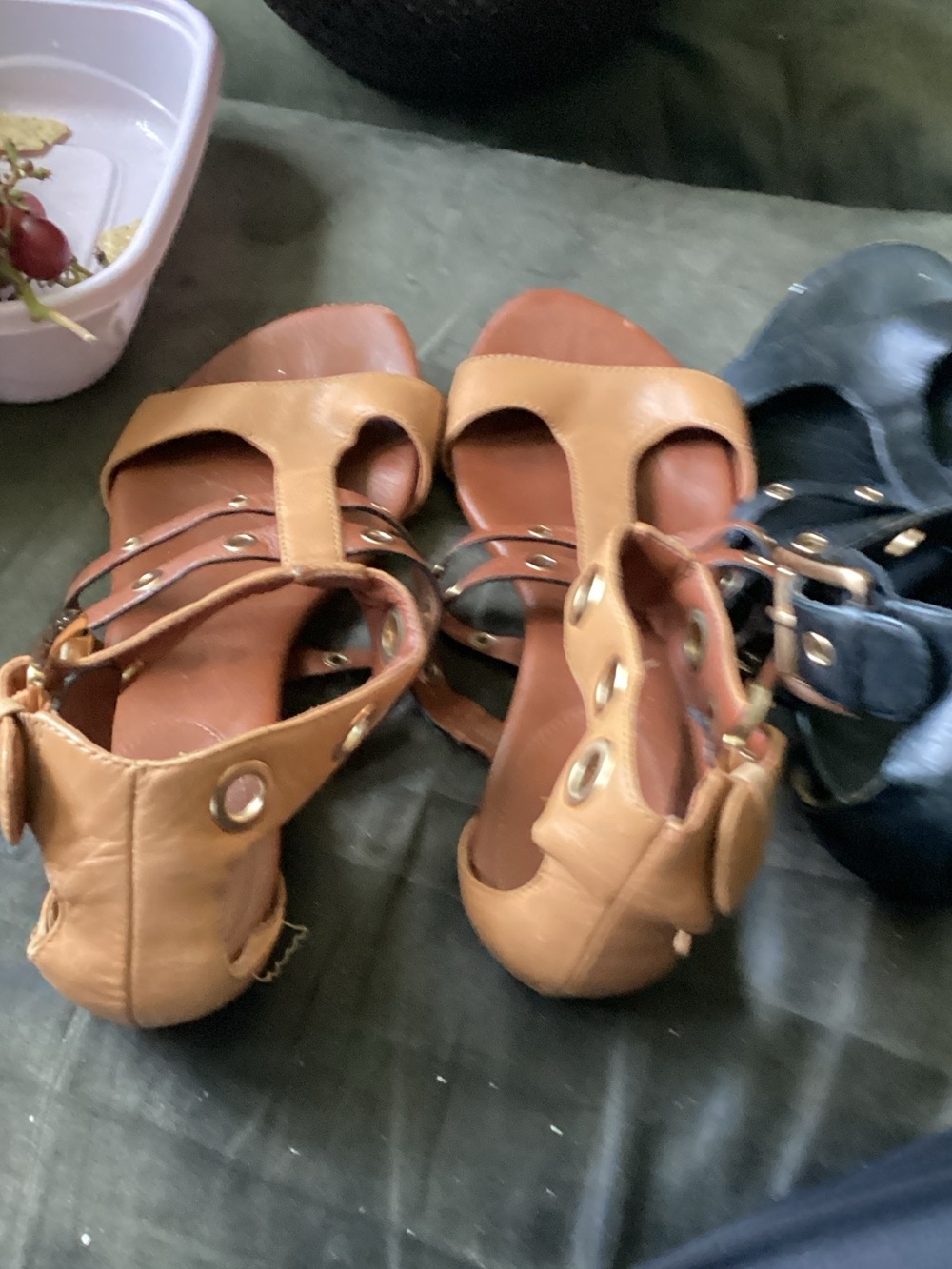 Cole Haan Tan Leather Grommet Sandals